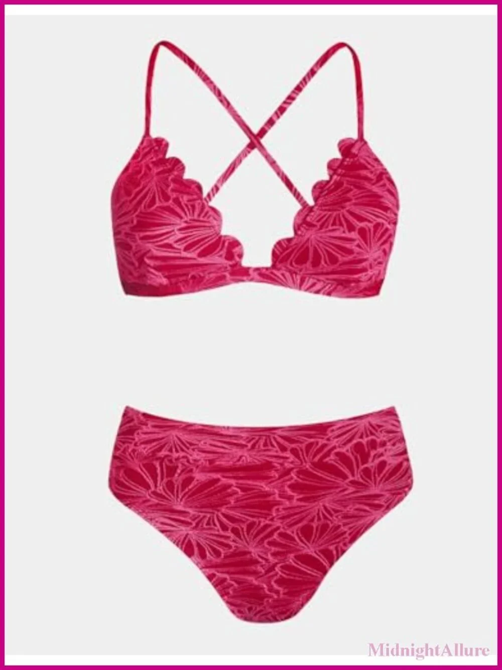 CUPSHE Women's High Waisted Scalloped Two Piece Bikini Swimsuit Set with